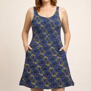 REI Active Dress Small Multicolor Swirl Print Travel Hiking Casual